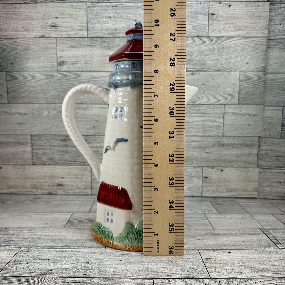 Flowers Inc Balloons Lighthouse Pitcher Ceramic Hand Painted Nautical Decor 13 - Picture 8 of 11